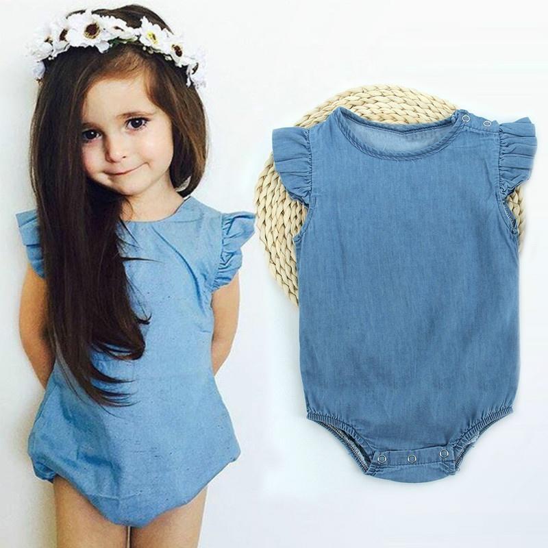 Buy Toddler Baby Girls Summer Rompers Infant Cute Blue Jumpsuits Girls