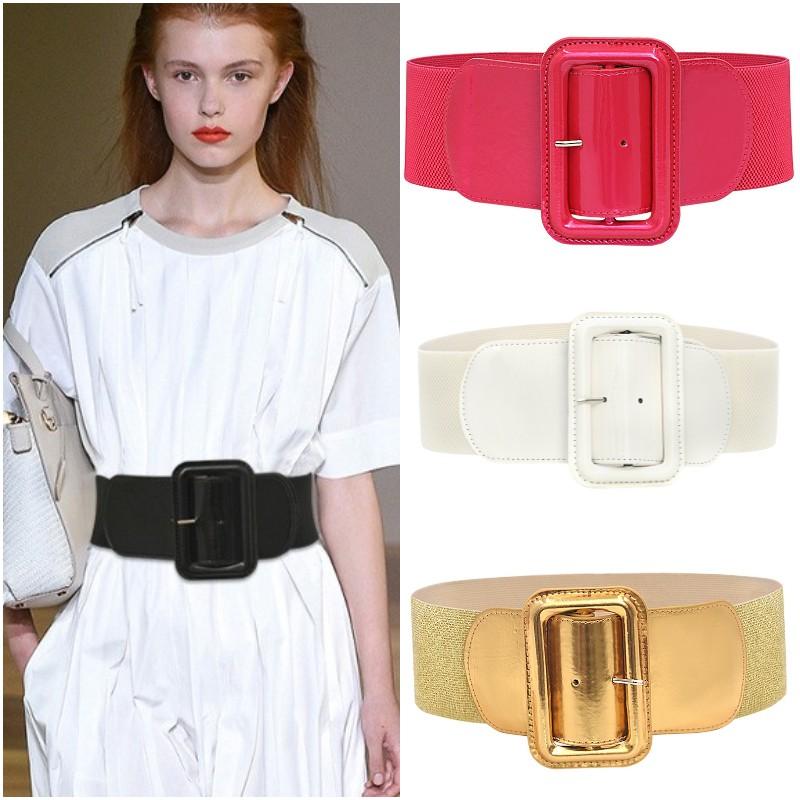 Belt Women Waist Stretch Elastic Wide Buckle Ladies Dress Waistband Strap Casual