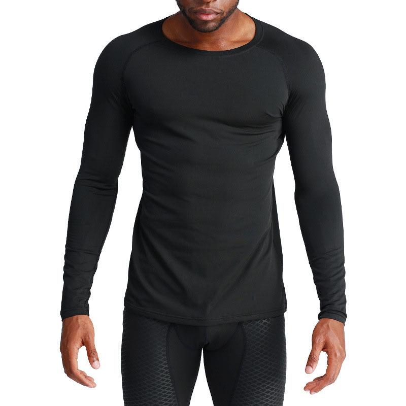 Men's Winter Quick-Dry Fleece Compression Tights & Long Sleeve Sportswear for Running & Basketball.