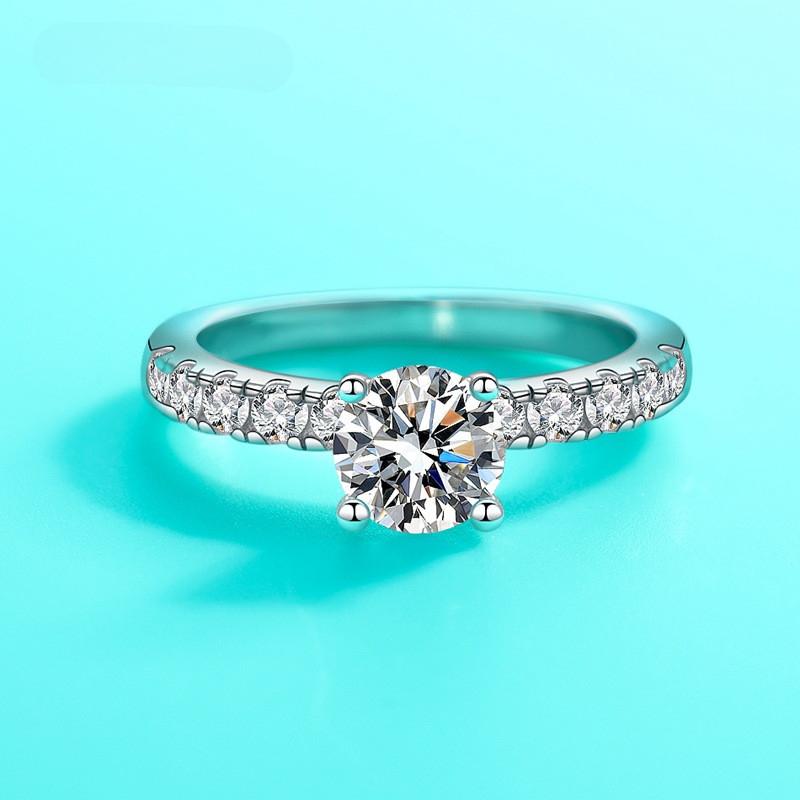 D Color 1 Carat Certified Moissanite Engagement Rings Sterling Silver VVS1 Lab Diamond Halo Ring for Women Wedding Promise Rings