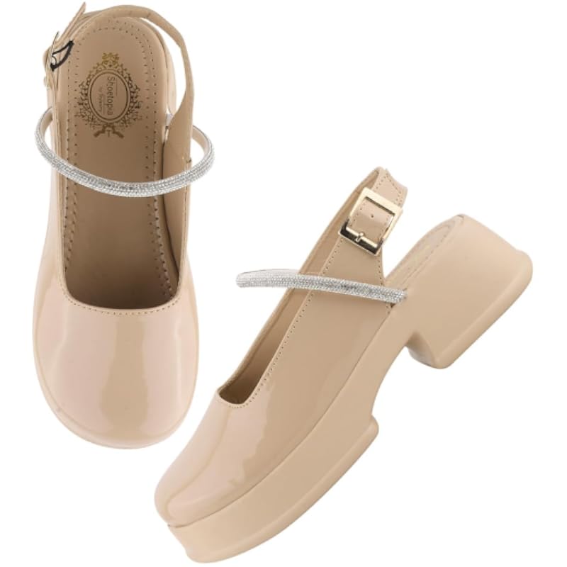 Shoetopia Round Toe Peach Pumps Bellies For Women & Girls-Eu37