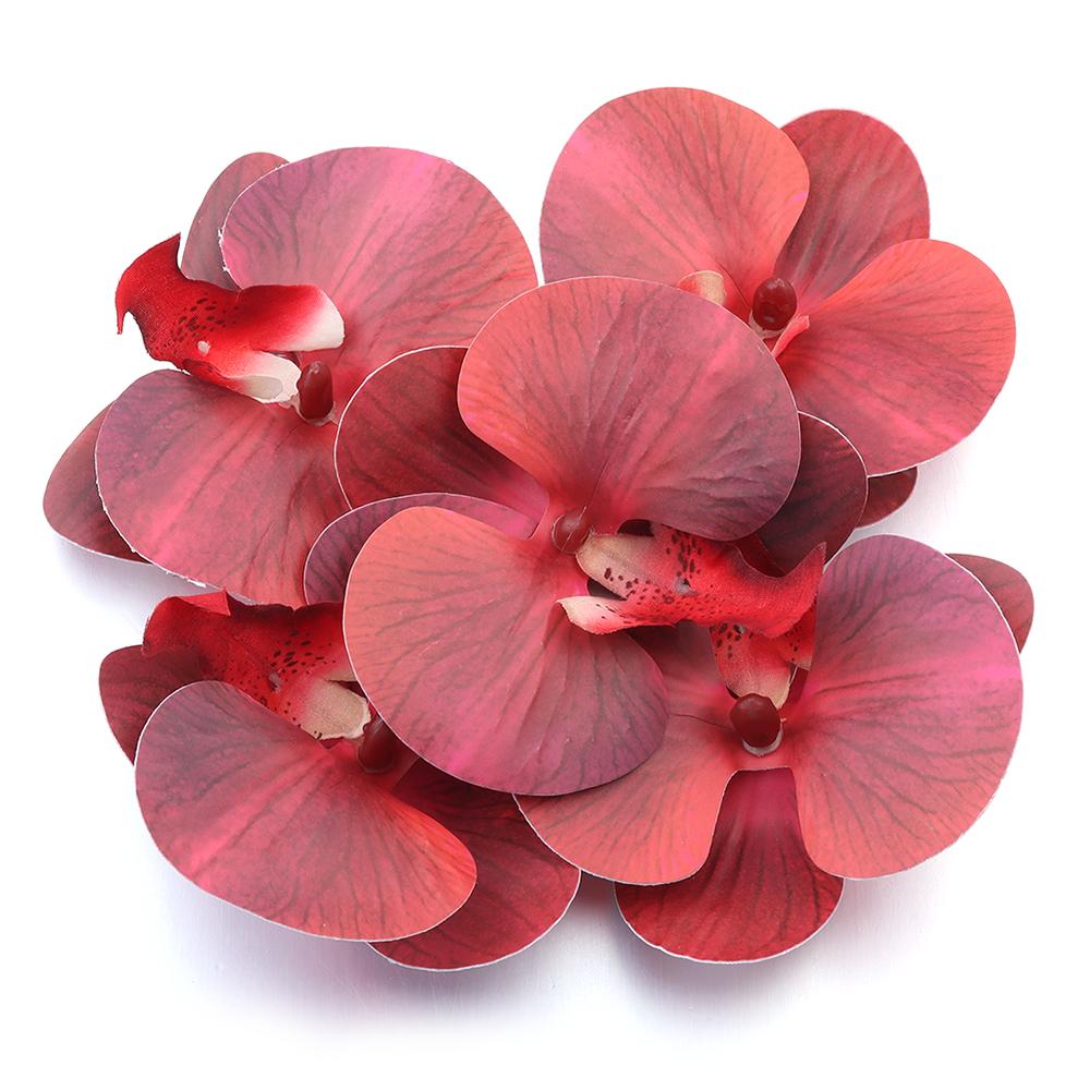 5/10Pcs Artificial Phalaenopsis 3D Small Butterfly Orchid Fake Flower Home Drapery Wall Wedding Decoration Festival Diy Wreath