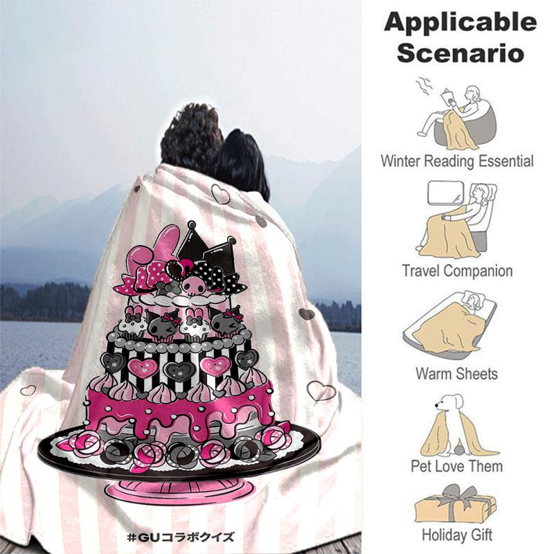 1pc Cake Kuromi Blanket, Soft Throw for Home Decor, Gift Idea, Living Room, Travel, Camping, Car Blankets, Beach, Office Naps, Suitable for All Season