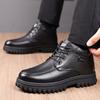 Fashion Designer New Cow Leather Platform  Boots for Men Fashion Casual Soft-soled Warm Men's Cotton Shoes Winter Black Ankle Boots Male