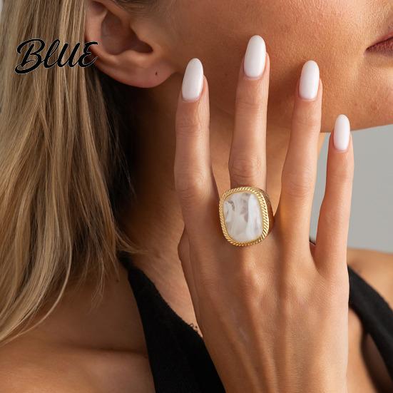 Vintage Style Ring/Earrings Women Ring/Earrings with Large Square Stone Retro