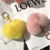 Cartoon Design Heart Fluffy Fur Keychain Heart Shape Heart Plush Pendant  Gift