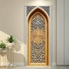 Elegante florale arabische Tür Aufkleber Tapete PVC Landschaft Heimdekor Möbel Vinylfolie Wasserdichter Wandaufkleber Schlafzimmertür Dekorfolie