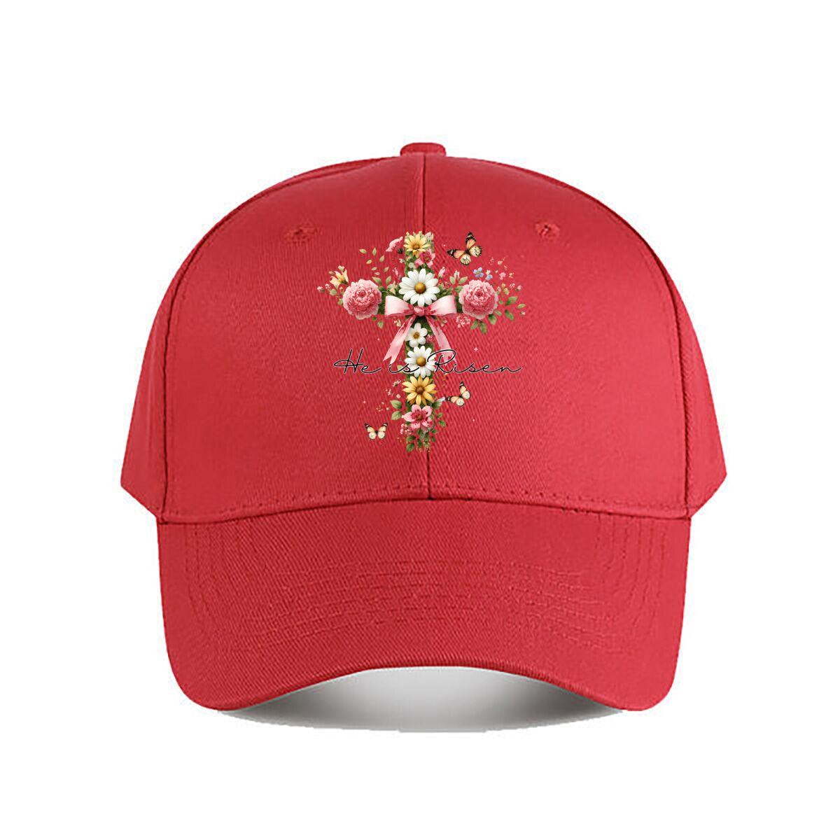 Easter Floral Cross Decor With Butterfly Daisy Rose Baseball Cap Fashion Unisex Sunhat Womens Outdoor Sports One Size