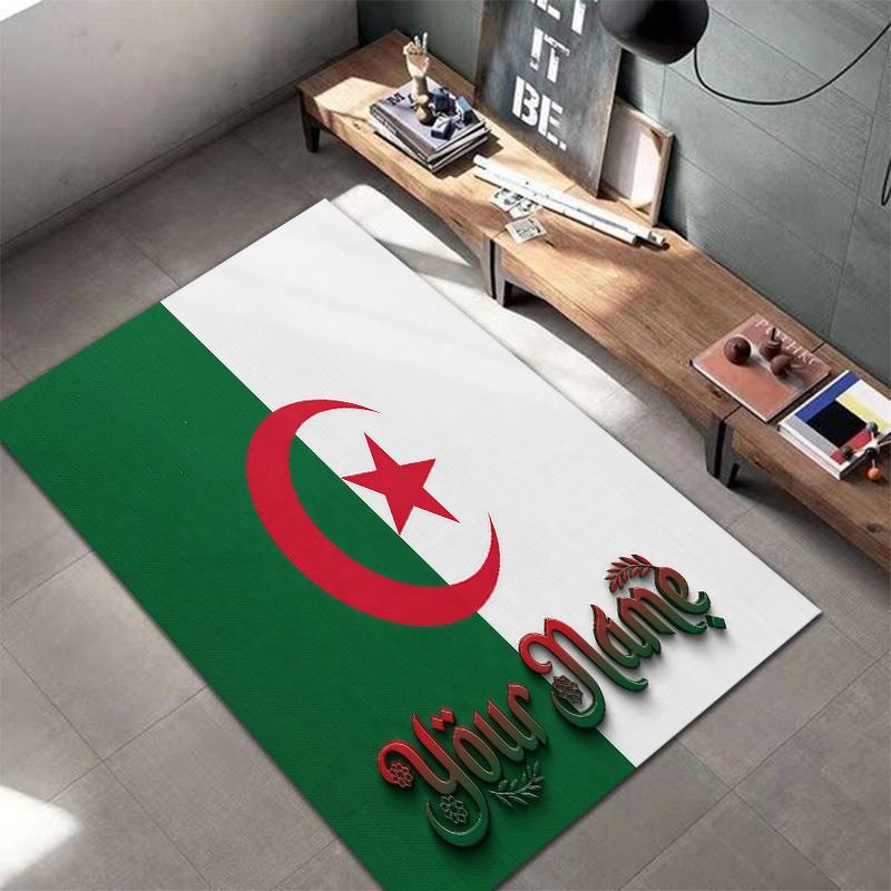 Algeria Flag Custom Name Carpet Rug For Living Room Bedroom Home Sofa Decoration,Kids play Non-slip Floor Mat