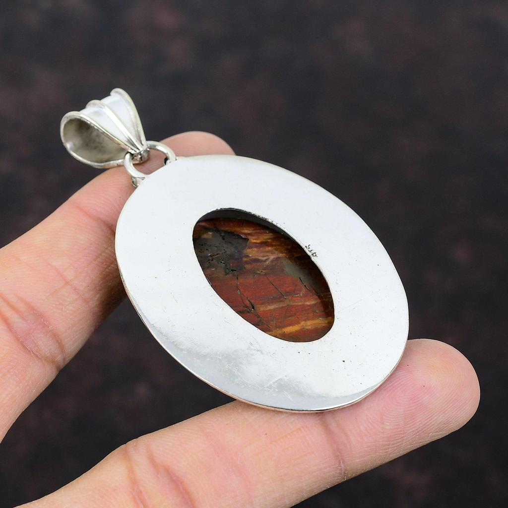 Red Snakeskin Jasper Pendant Beautiful Gemstone Jewelry 925 Sterling Silver Pendant Handmade Vintage Jewelry Gift For Him Birthstone Pendant