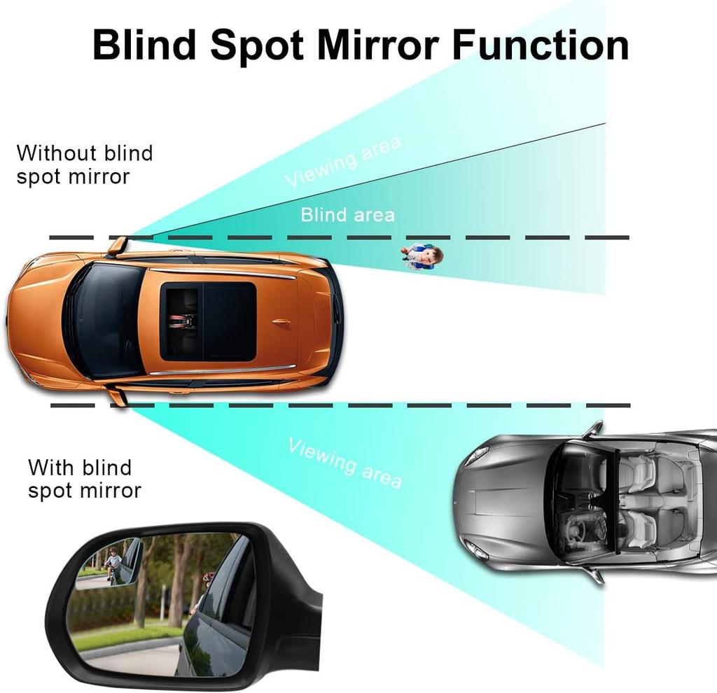Lot de 2 rétroviseurs de voiture grand angle pour angle mort - Réglables à 360 °, sans cadre HD, améliorent la visibilité arrière et réduisent les angles morts pour une conduite sûre