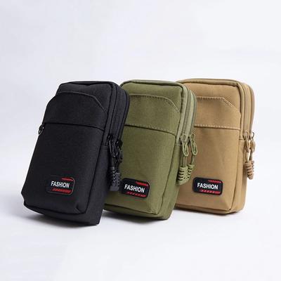 Durable Khaki Nylon Colth Green Mobile Phone Bags Waist Fanny Pack Belt Waist Bag Men Phone Pouch