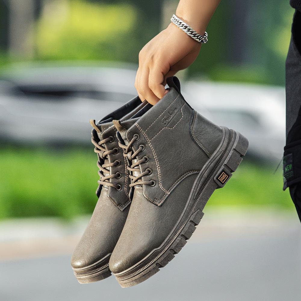 Men's Leather High-Top Martin Boots: Winter Outdoor & Work Shoes for Mountaineering & Casual Wear