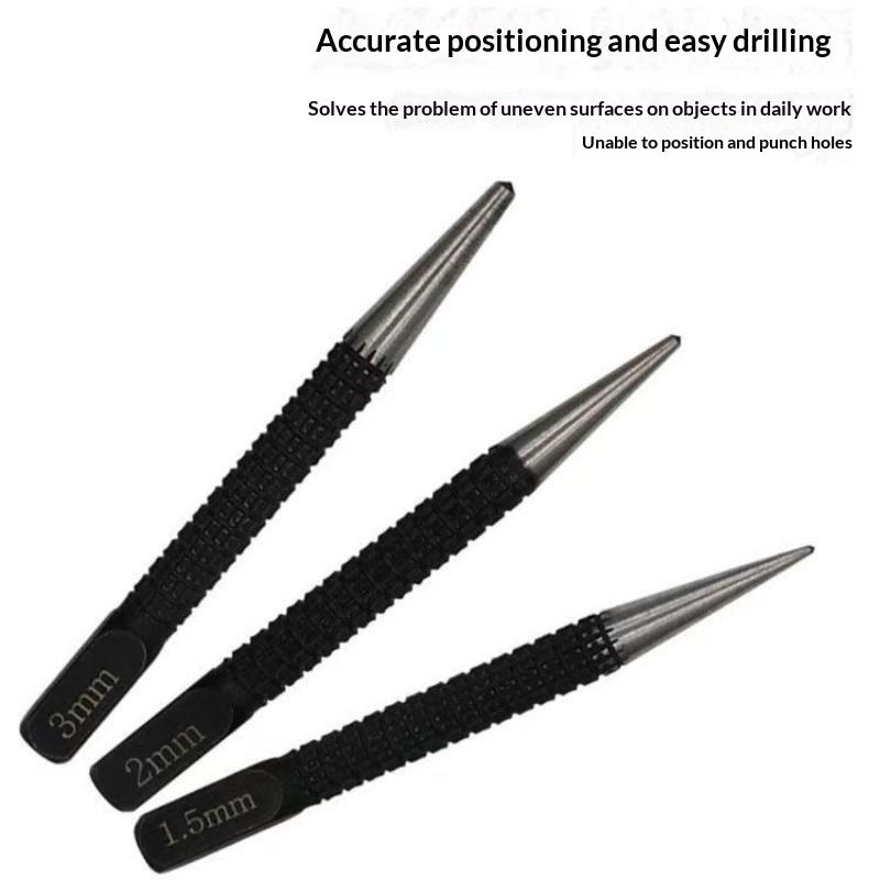 Carbon Steel Center Punch Set Non Slip Grip 1.5Mm 2Mm 3Mm For Woodworking Metal Drilling Positioning