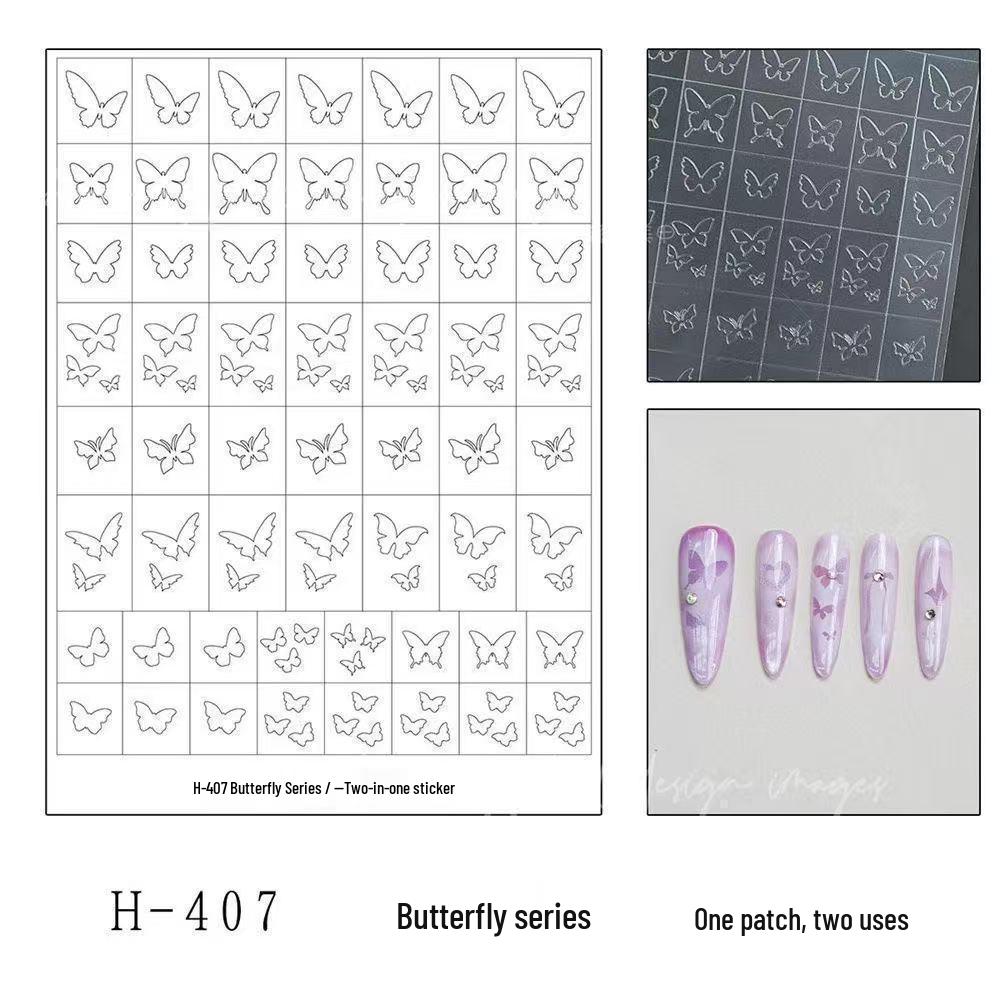 

Luminous Gold Butterfly & Star Nail Art Stickers - Chrome Heart Design