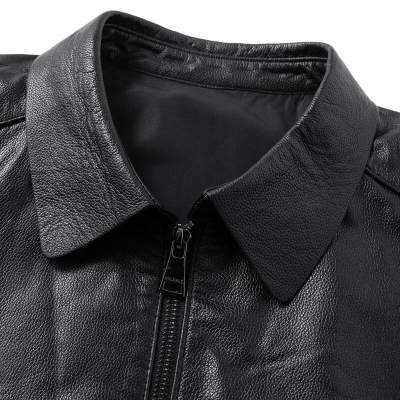 FAPAI Men's Genuine Leather Business Casual Lapel Jacket