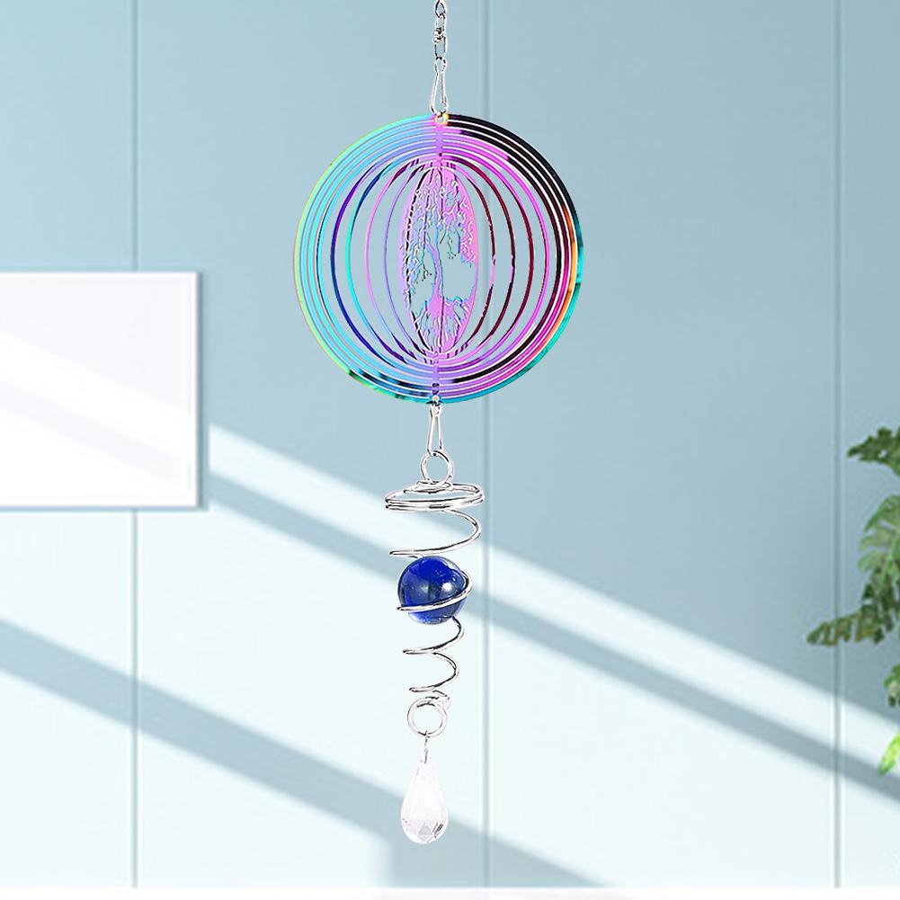 Gradient Color Wind Spinner Stabilizer Gazing Ball Spiral Tail Tree Of Life Wind Chimes Catcher Pendant Garden Hanging Decor Quality