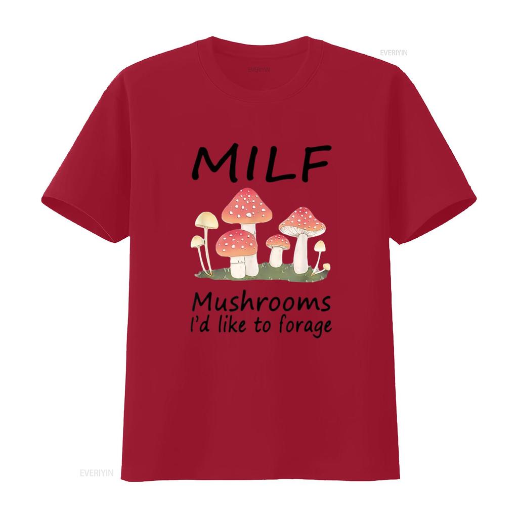 M I L F Mushrooms D Like To Forage Apparel Womens T Shirt White Vintage Washed Comfortable Breathable Soft Stylish Homme