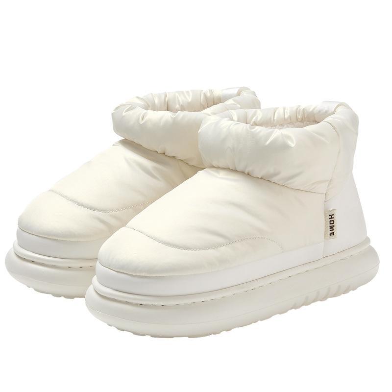 Down cloth waterproof warm slippers autumn and winter cotton slippers soft sole bag heel cotton shoes thick sole home use velvet cotton shoes