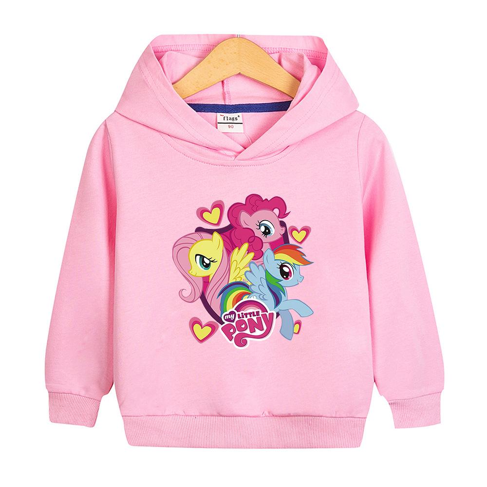 

Дівчачий милий і чарівний повсякденний пуловер з принтом My Little Pony Дитяча осінньо-зимова мода Теплий худі 120