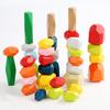 Rainbow Balancing Stone Blocks Wooden Toys Montessori Colorful Building Blocks Rainbow Stacker Game Educational Toy For Children