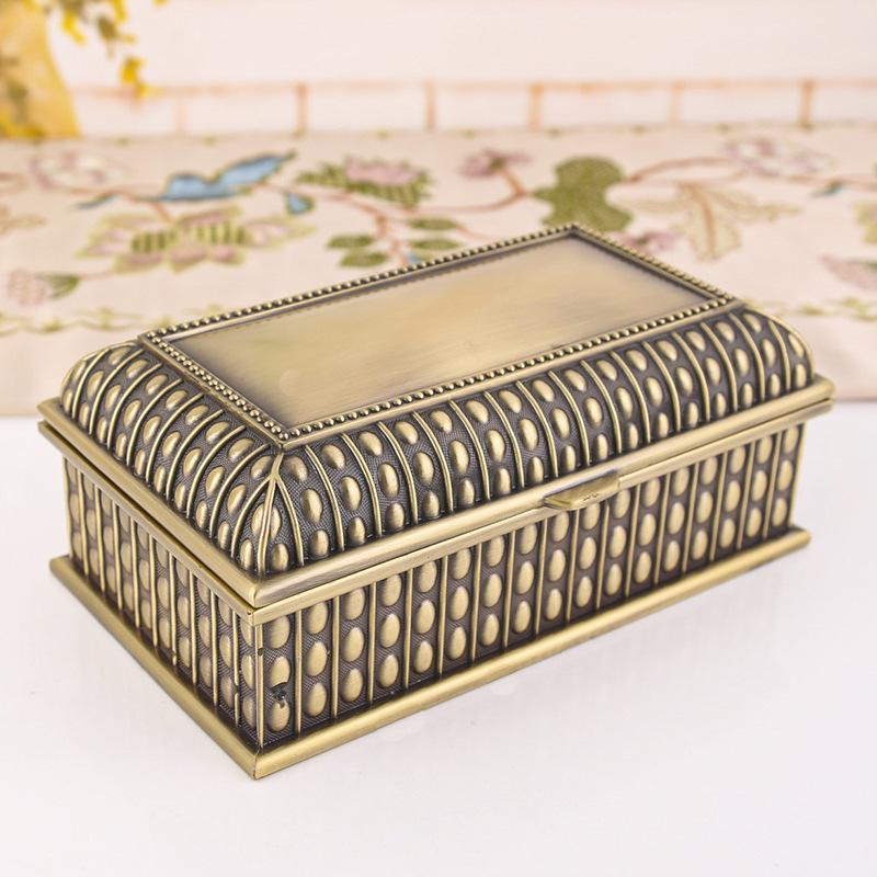 Скандинавский ретро стиль металлический прямоугольный шкатулка для украшений бирюзовый ювелирный золотой и серебряный ювелирный ящик для хранения портативный