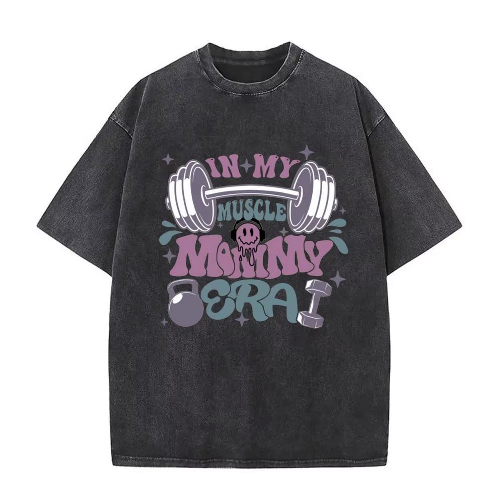 Now Down I'm Bad Crying At The Gym Fitness Pump Cover Vintage T-shirt Men's Fashion  Washed Tshirt Male Aesthetic Tees