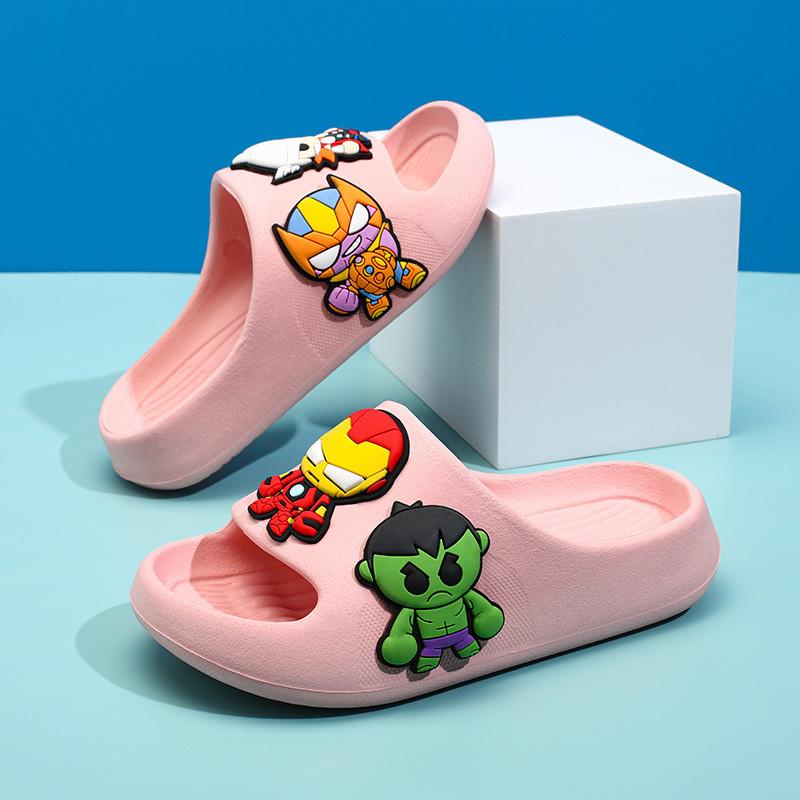 Comfortable Boys Summer Slippers For Kids With Cartoon Superhero Design In Multiple Colors And Sizes