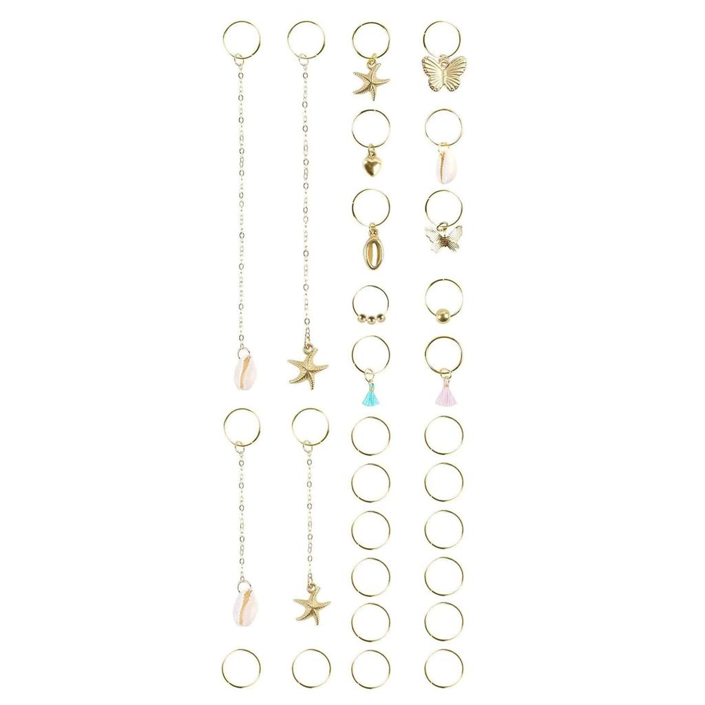 28Pieces Braid Hair Charm Easy To Use Accessories Hair Cuffs Dreadlock Accessories Alloy Texture for Fashion Women