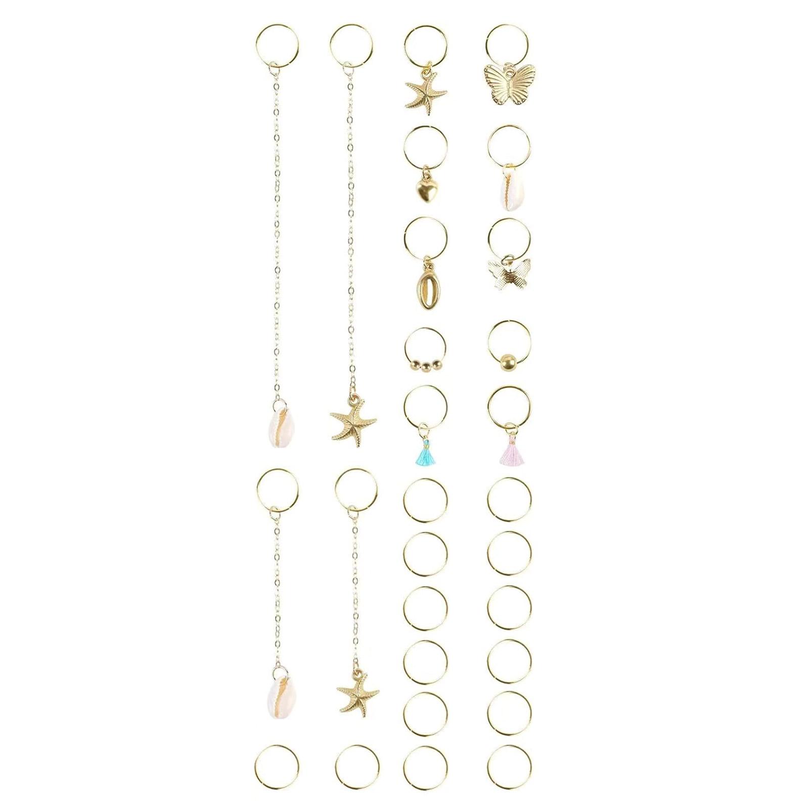 

Набор из 28 колец для волос, регулируемые манжеты для кос, дредов, украшения для волос, аксессуары для кос, сплав, текстура