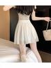 Women's Elastic Waist Pleated Chiffon Mini Skirt - Anti-Exposure, Slimming, Age-Reducing, Versatile Loose Fit for Spring/Summer.