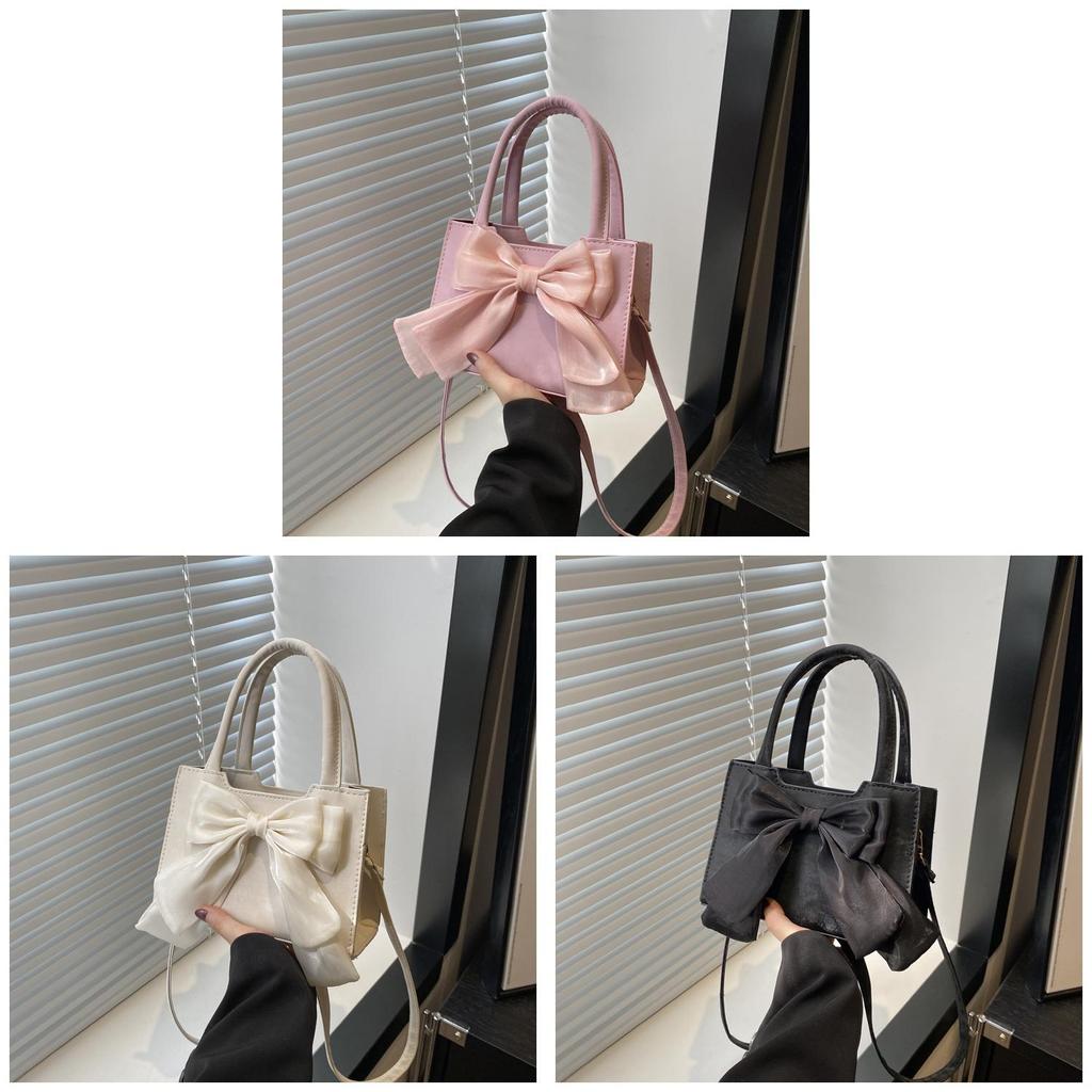Butterfly Bow Small Shoulder Bag Pu Material With Zipper Closure For Daily Use