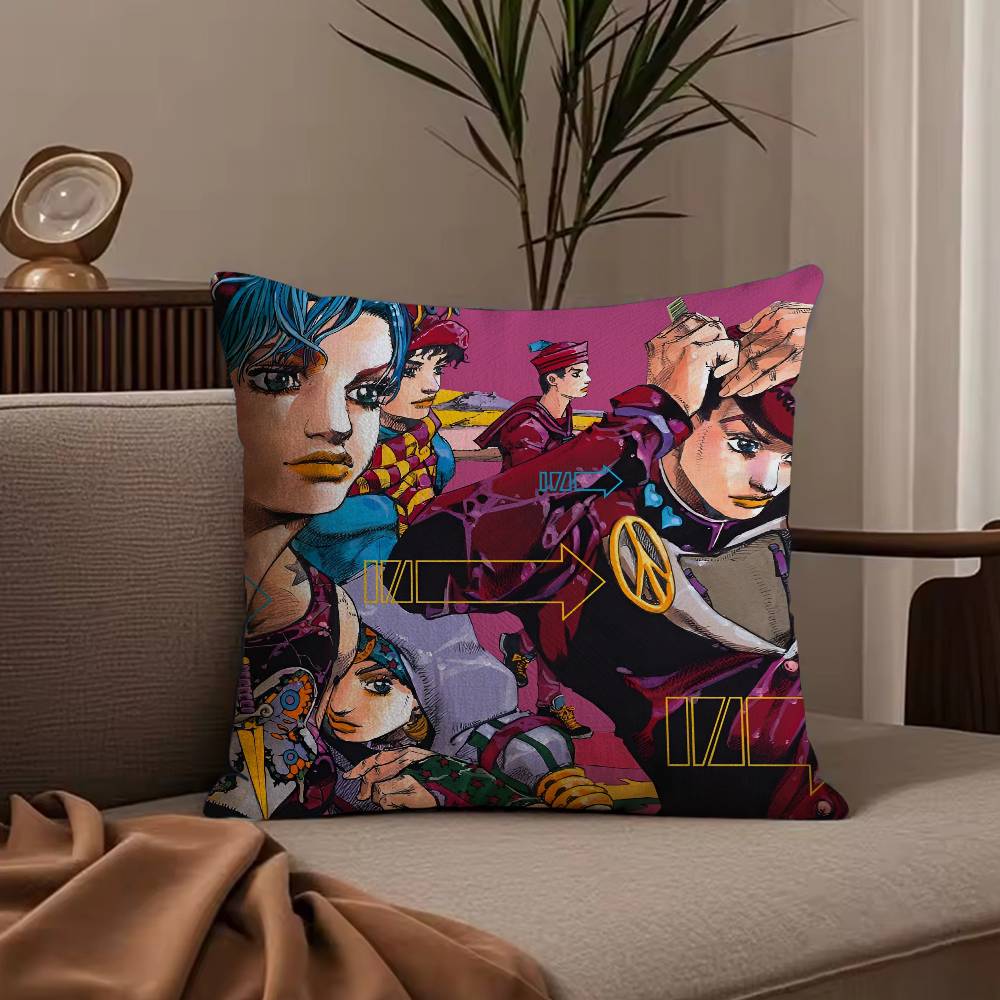 Anime j-jojo family Pillow Case Anti-dustmite Pillowcase Invisible zipper silky short plush Sofa cushion cover