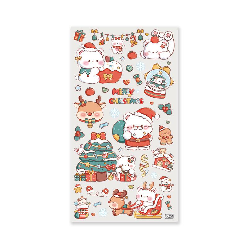 SKY Cartoon Bunny & Reindeer Christmas Embossed Stickers for DIY Crystal Ball Decoration