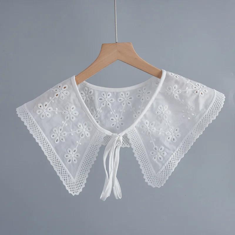 Big Lapel Fake Collar For Girls Half Shirt Detachable Collar Scarf Necklace Solid Color False Collar for Women White Mini Cape