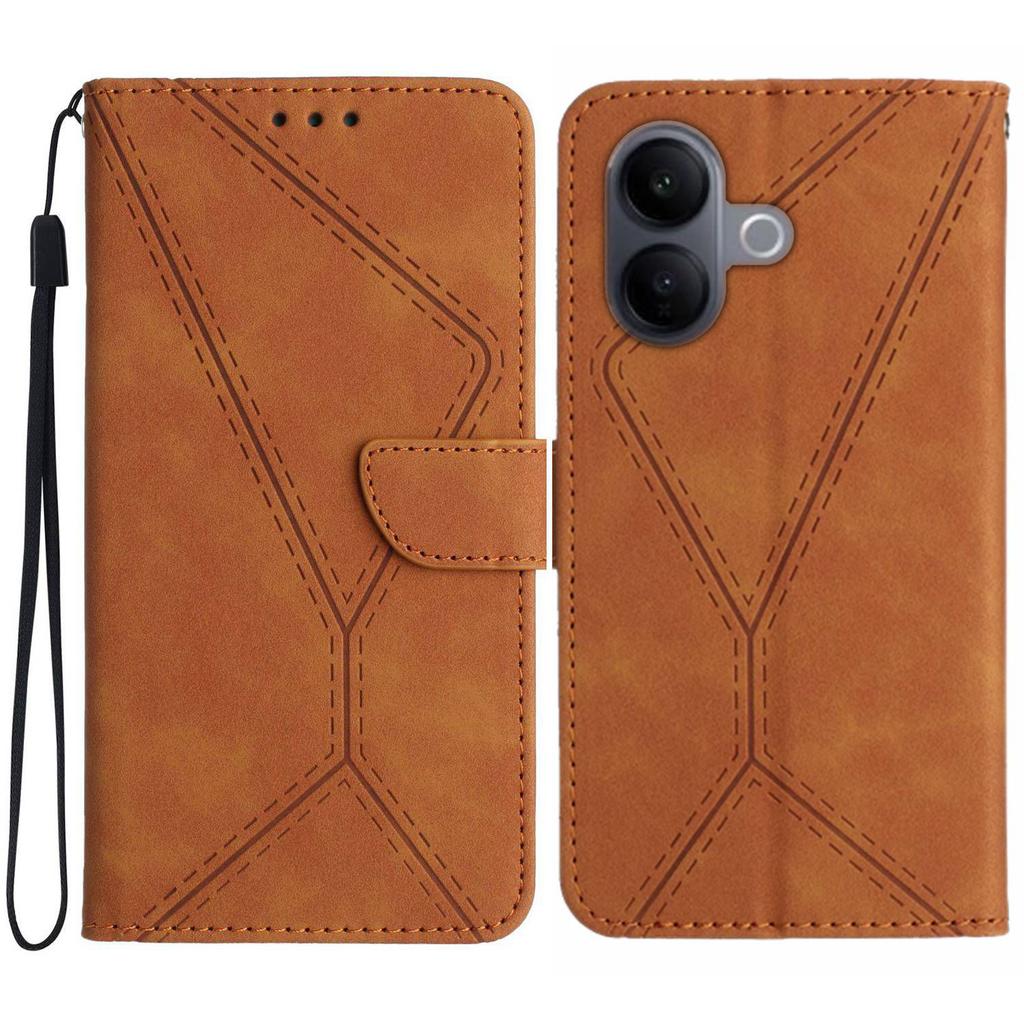 For vivo V60 Lite 5G Case Skin Touch Lines Imprinted PU Leather Flip Phone Cover