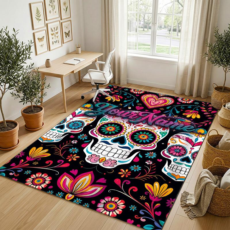 Celebration Party Theme Crystal Velvet Rug Personalized Custom Name Text Soft Floor Mat Home Decor