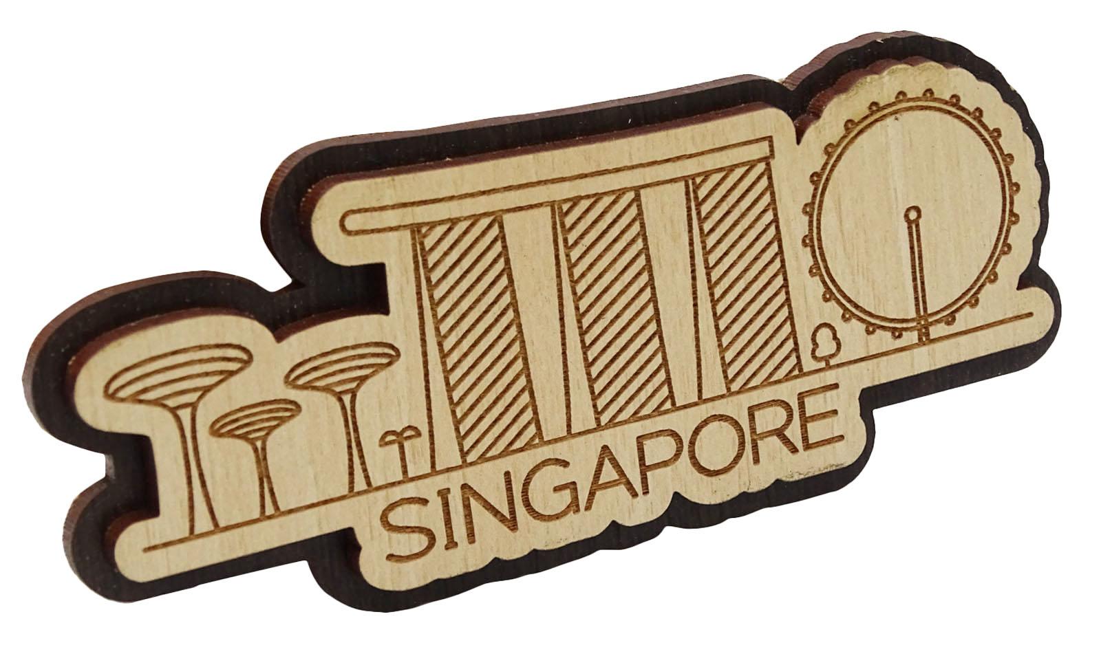 

Printtoo Merlion Singapore Engraved Wooden Fridge Magnet Souvenir Gift 1.5 x 4 Inches коричневий