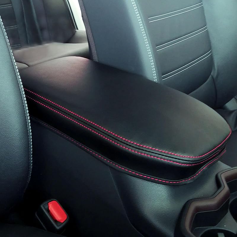 Car Armrest Center Console Covers For Toyota RAV4 Accessories 2026 2025 2024     , PU Leather Middle Console Lid Cover Pad Protector(Black Line)
