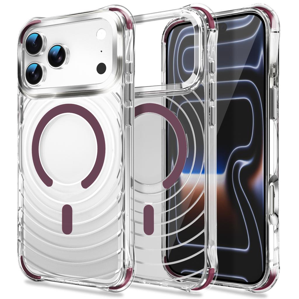 Applicable to iPhone18ProMax mobile phone case Apple 17 airbag transparent magnetic suction 16 four corners anti-drop 15 sets