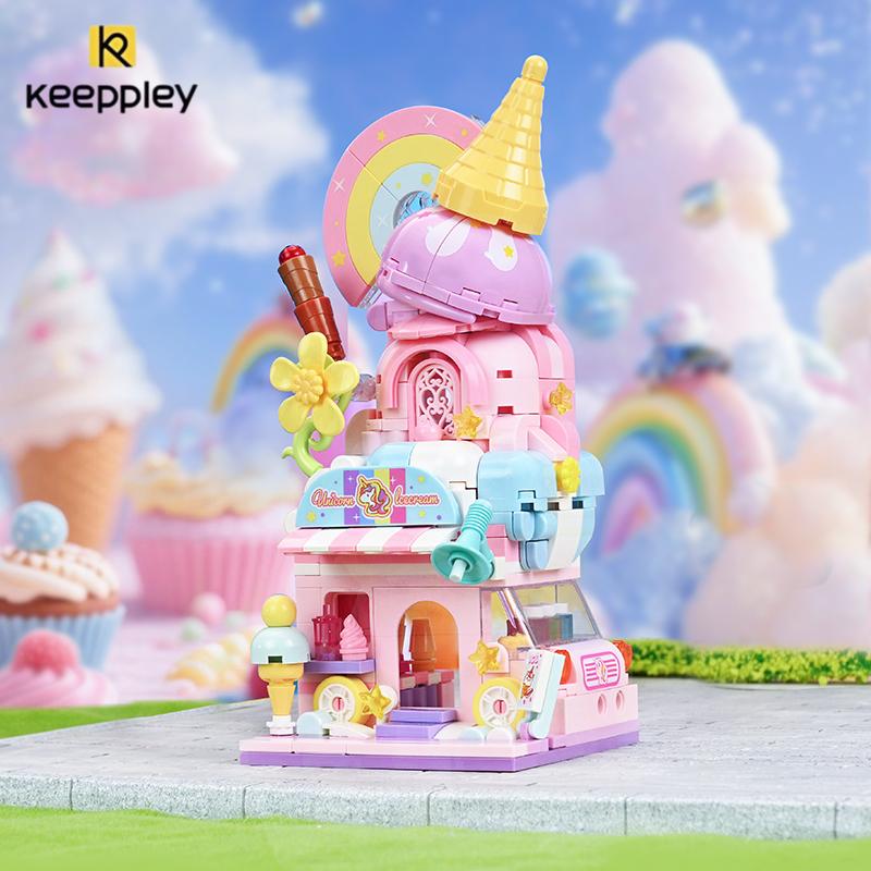 New Keeppley Colorful Street View Building Blocks Toy Cartoon Fantasy Fairy Tale Town Desktop Decoration Girl Birthday Gift