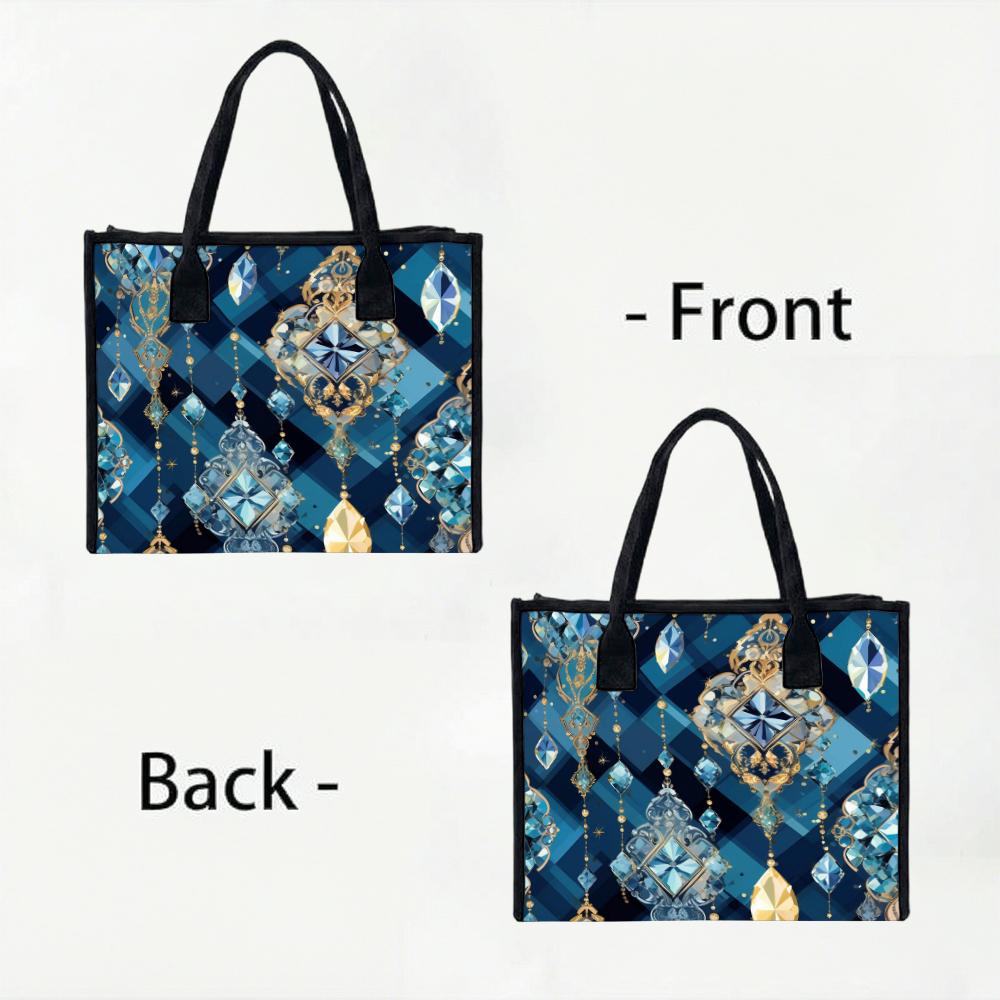 Bohemian Geometric Tote Bag for Women Fashion All-match Daily Commute Shopping Shoulder Handbag with Exquisite Print
