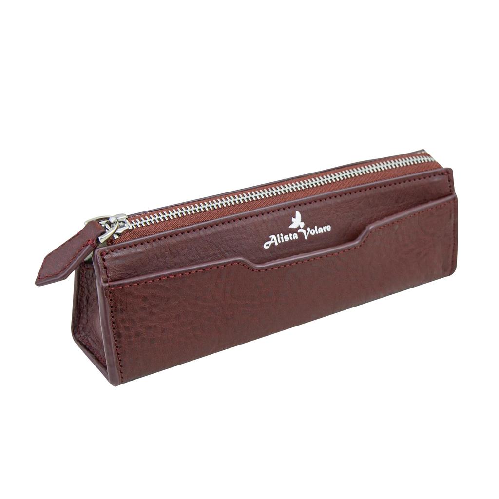 AlistaVolare Minerva Box Pencil Case, Velvet and Genuine Leather, Luxury Avvio Minerva (Bordeaux)