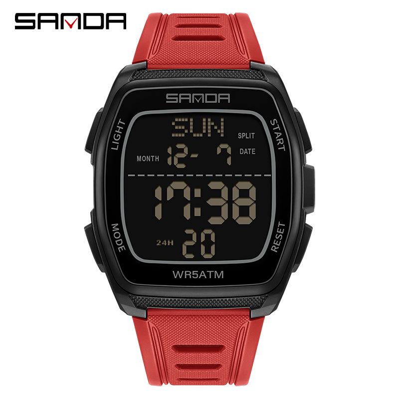 Sanda Trend Student Sports Electronic Watch: Luminous, Alarm, Dual Time, Waterproof, Chronograph