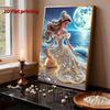 Ocean Princess Series Pearl Effect Frameless Art | Moonlit Sea & Shell Luxury Accents | Atmospheric Wall Art for Modern Home & Gallery