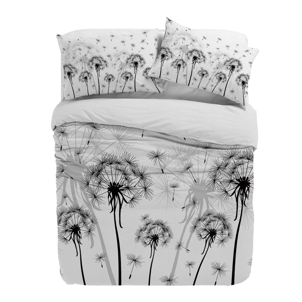 Black And White Dandelion Plant Duvet Cover With Pillow Case Custom 3pcs Bedding Set Quilt Cover Double Bed Home Textile