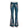 Mode Lässig Mid-taille Hellblau Jeans High Street Slim Flare Hosen Tasche Taste Gestickte Hosen Pantalones Mujer 30201