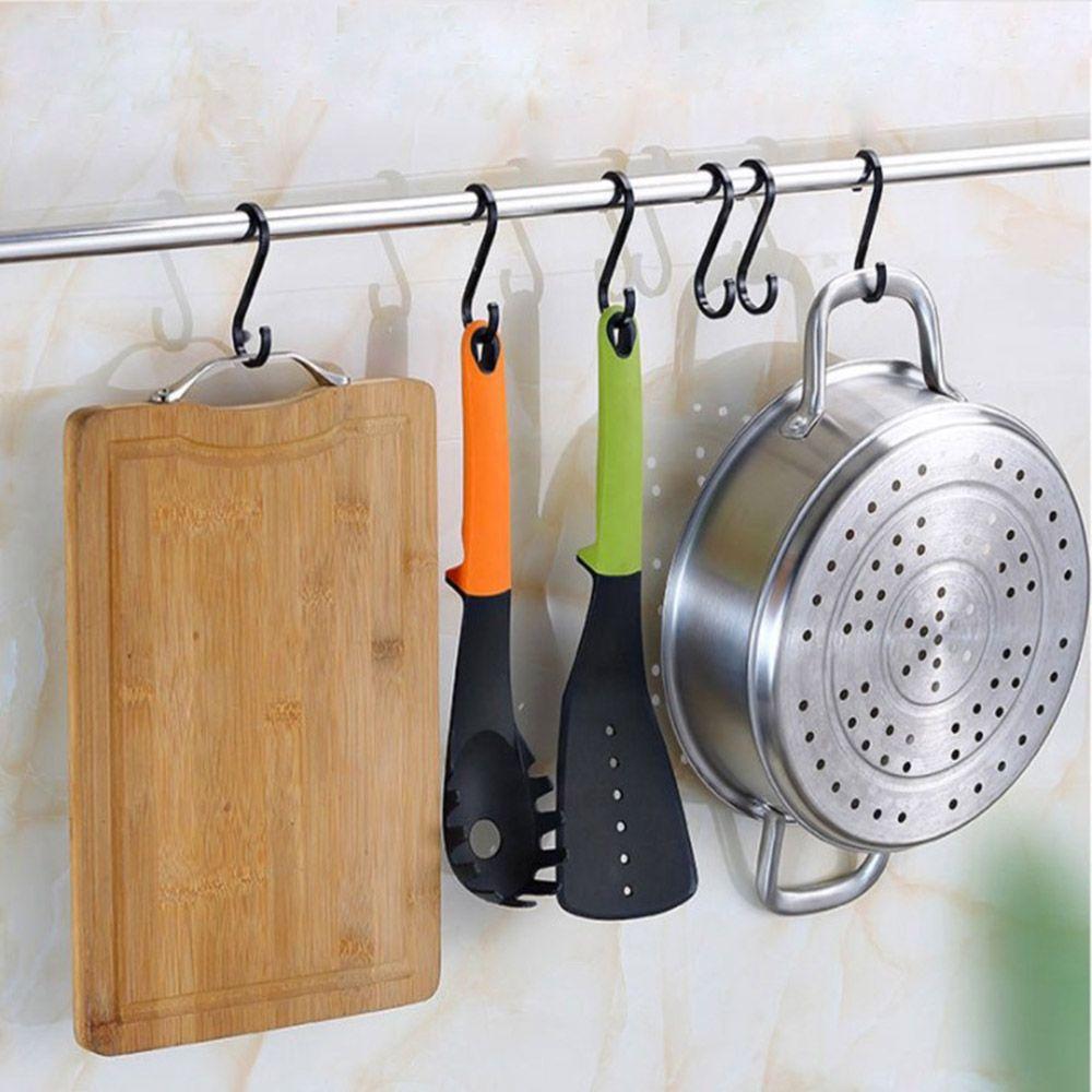 10/15/20/25/30pcs Home Kitchen Stainless Steel Holder Hanger S Shaped Hook Clasps Hooks Storage Rack