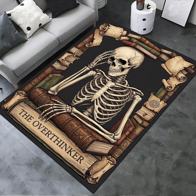 2025 Neuer Denker Totenkopf Teppich für Wohnzimmer Schlafzimmer Zuhause Sofa Dekoration, Kinder Spiel rutschfeste Fußmatte
