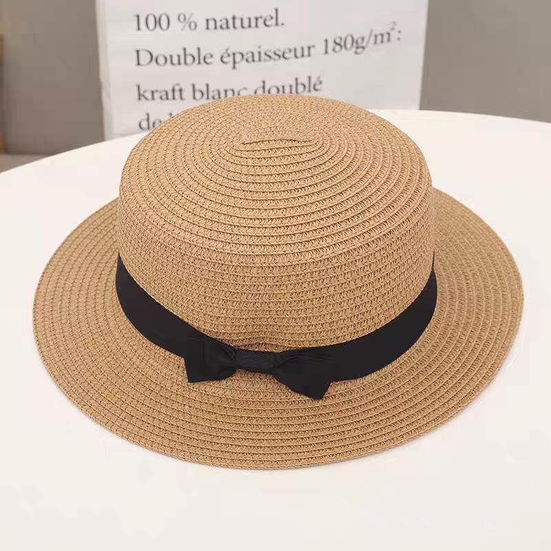 Straw hat women's summer retro temperament top hat seaside play beach sun hat straw woven sun hat